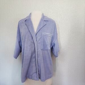 Anthropologie Terry Cloth Lavender Button Down Top Size S